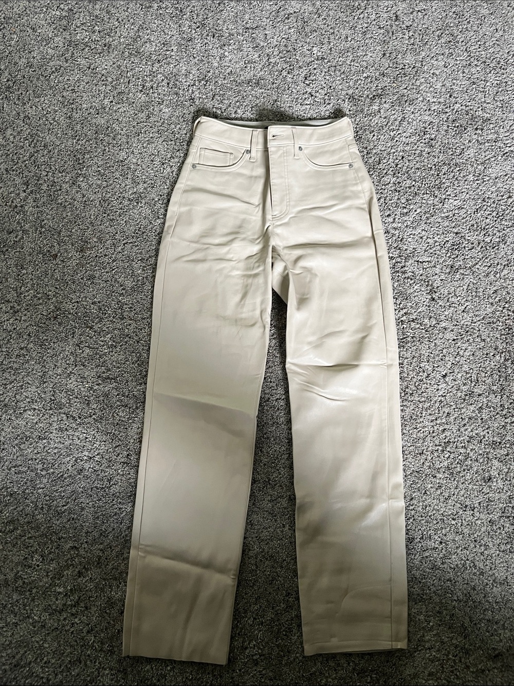 Express faux leather High-Rise Cream Straight-Leg Pants